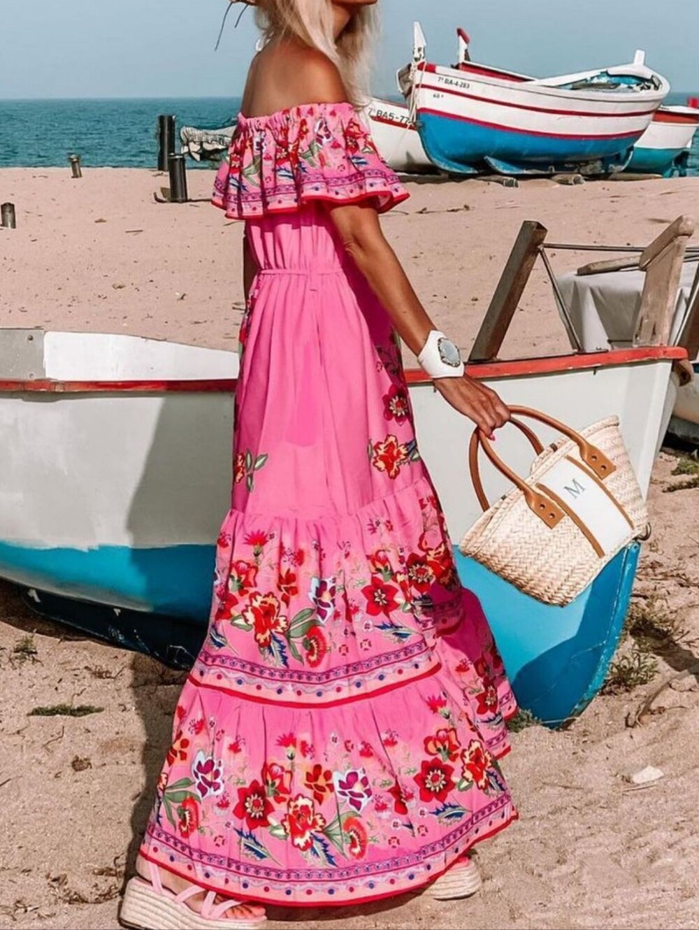 Summer Blossom Ruffle Maxi - Pink - Picture 4 of 8